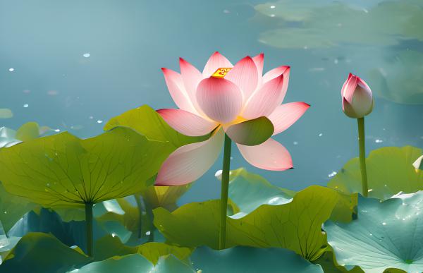 夏池莲花盛开摄影图